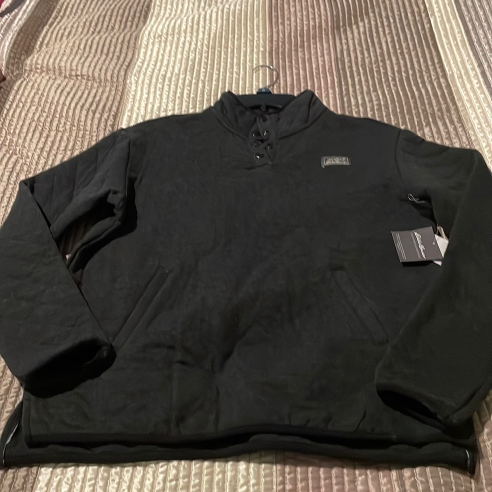 NWT Eddie Bauer hoodie quarter button charcoal grey